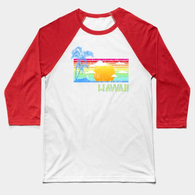 Retro Beach Hawaii Islands Baseball T-Shirt by macdonaldcreativestudios